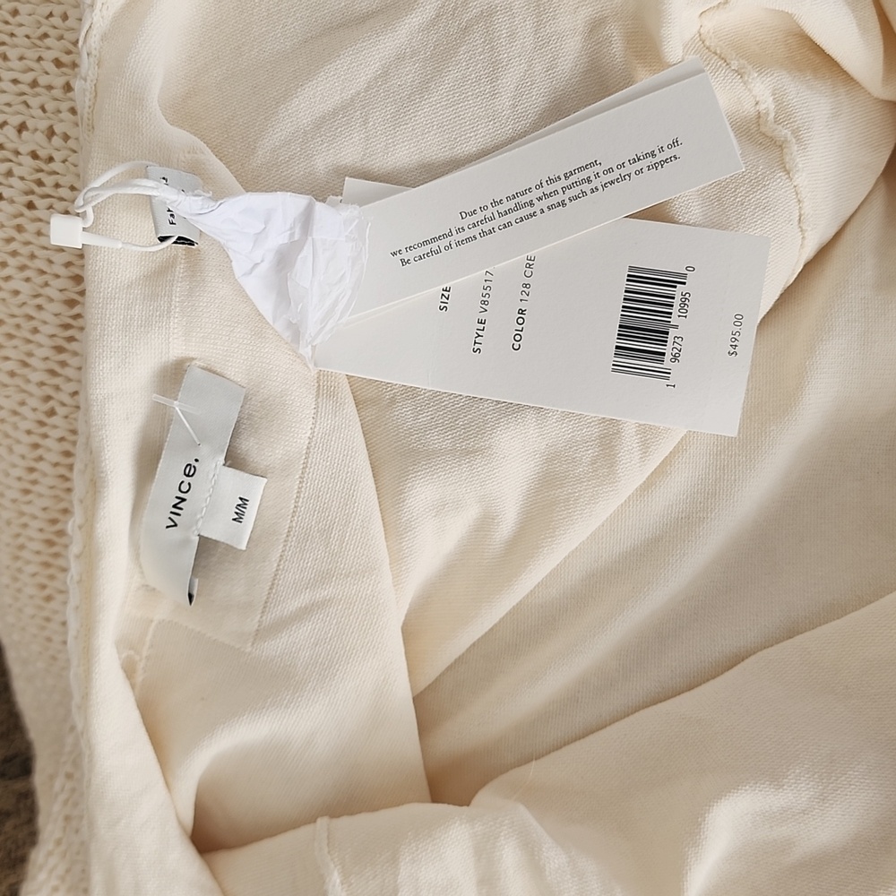 VINCE NWT cream lined cotton knit pencil sheath dress size medium - Picture 4 of 13